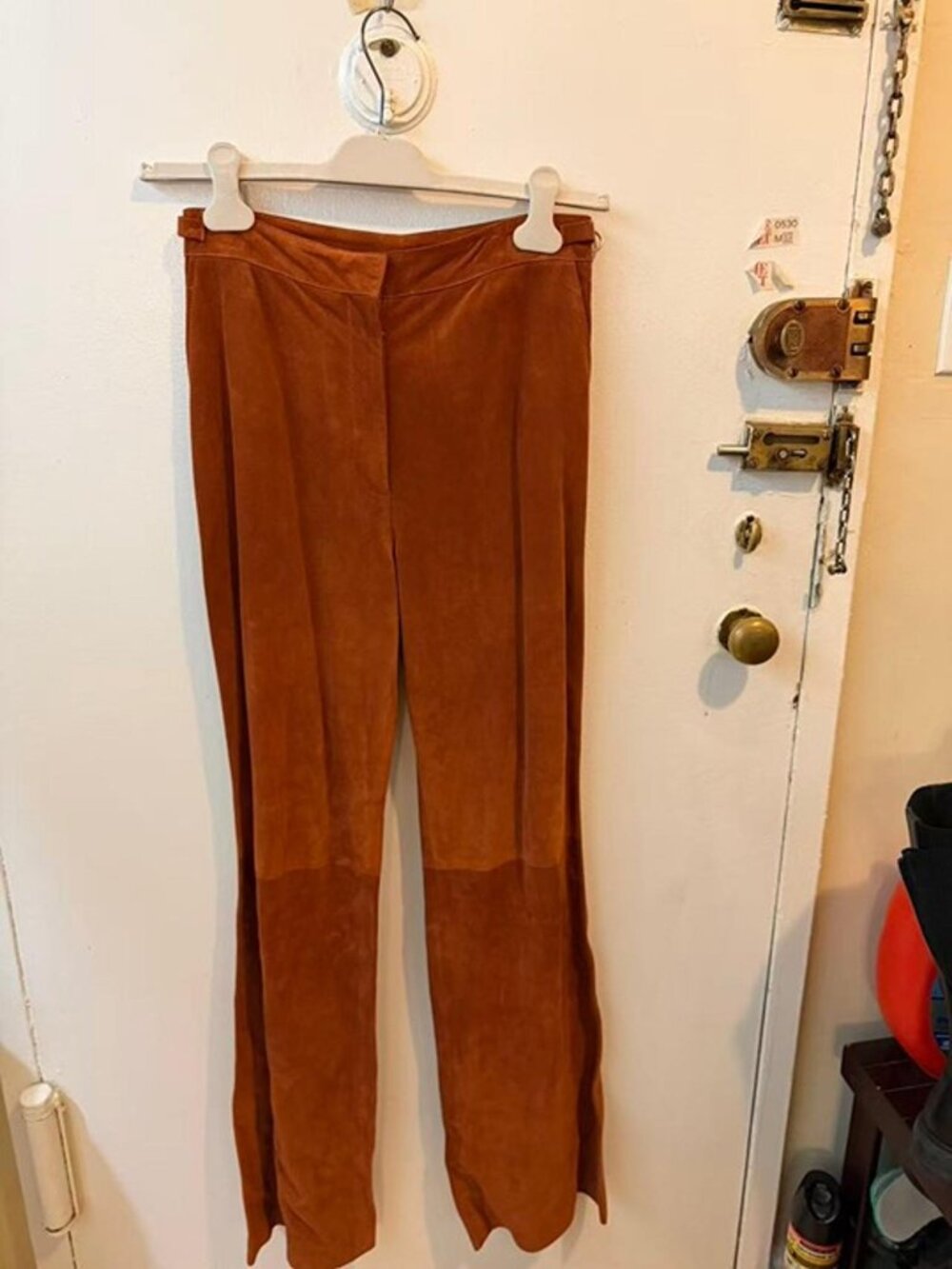 Gabriela Hearst Brown Suede Leather Straight Leg Pants